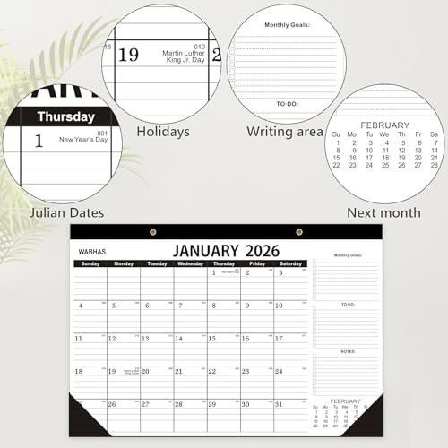 Desk Calendar 2025-2026-18 Months-January 2025 to June 2026,Desk calendar 2025-2026,12x17 in,School Calendar 2025,Office Desk Calendar 2026