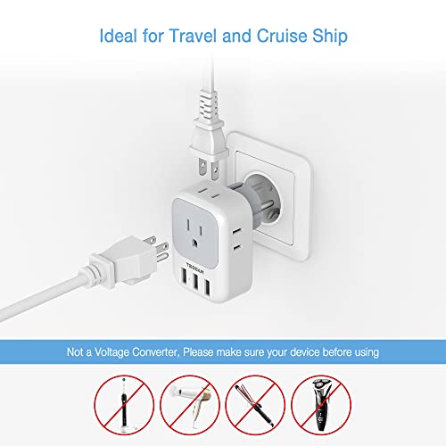 Switzerland Power Adapter 2 Pack, TESSAN Swiss Travel Plug Adaptor with 4 Outlets 3 USB Charging Ports, Type J Plug for US to Switzerland, Liechtenstein, Rwanda