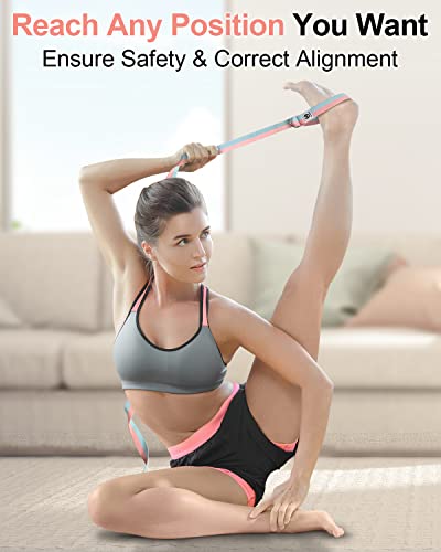 Tumaz Yoga Strap/Stretch Bands [15+ Colors, 6/8/10 Feet Options] with Extra Safe Adjustable D-Ring Buckle, Durable and Comfy Delicate Texture - Best for Daily Stretching, Physical Therapy, Fitness