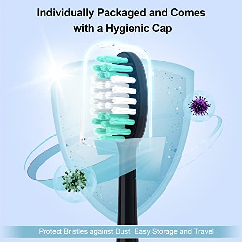 Everystep Replacement Toothbrush Heads 10 Pack for AquaSonic Black Series for Vibe Series Black Series pro, and for Duo Series pro Electric Toothbrush,Balck