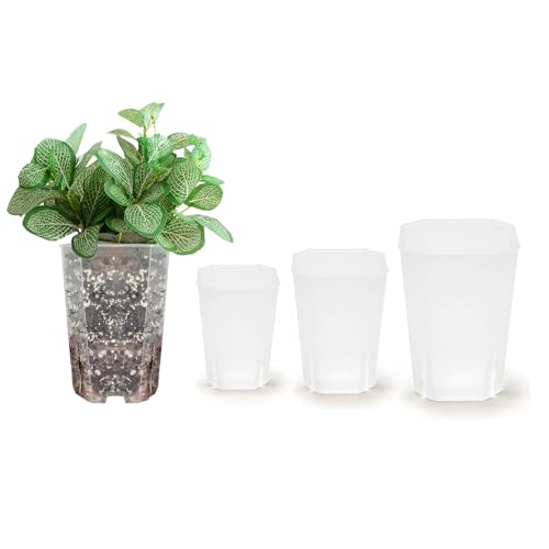15 Pack Thickened Clear Planter Nursery Pots with Drainage Hole, Seedling Pots with Planting mat Plastic Plant Pot Planter Seed Starter Flower Pots with 15pcs Labels