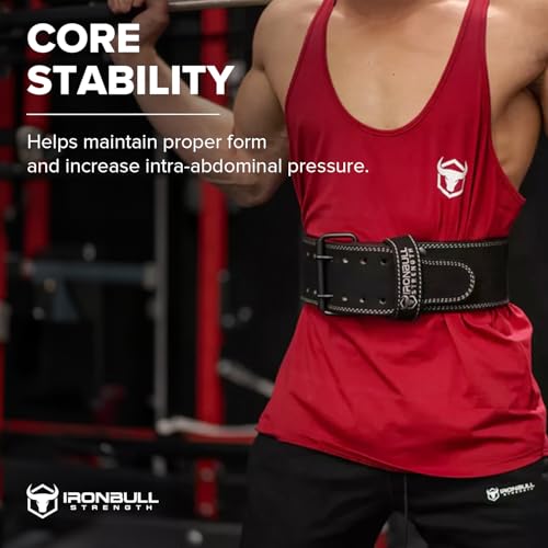 Iron Bull Strength Powerlifting Belt - 10mm Double Prong - 4-inch Wide - Heavy Duty for Extreme Weight Lifting Belt (All Black, Small)