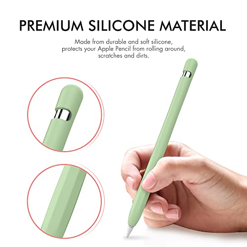 AhaStyle Anti-Slip Case Sleeve Silicone Protective Skin [ Added Cable Adapter Tether Kit] Compatible with iPad Pencil 1st Generation