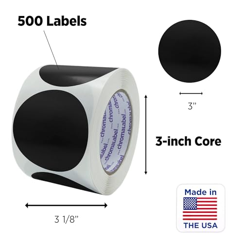 ChromaLabel 3 Inch Round Label Permanent Color Code Dot Stickers, 500 Labels per Roll, Metallic Gold