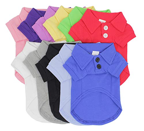 lovelonglong Basic Dog Polo Shirts Premium Cotton, Polo T-Shirts for Large Medium Small Dogs with a Two-Button Collar Blank Color Yellow XXL