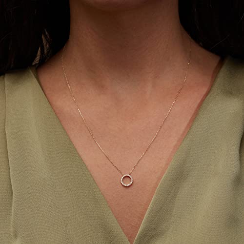 Awvialy Dainty Gold Necklace for Women 14k Gold Plated CZ Diamond Necklace Cute Choker Necklace for Women Simple Gold Pendant Necklace Trendy Gold Jewelry for Women Gifts