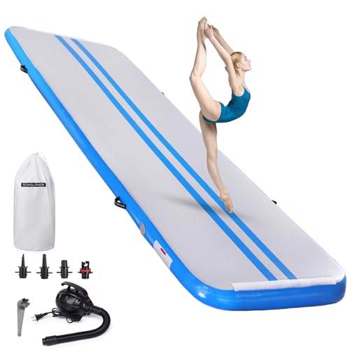 ROMELANDS Inflatable Air Mat Gymnastics Tumbling Mats Tumble Track Mats 4 inches Thick Training Mat with Electric Air Pump for Home/Gym/Outdoor (Blue(10ft x 3.3ft x 4"))