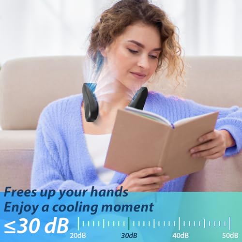 Kternay Bladeless Neck Fan - Portable Neck Fan with 3 Wind Speed,USB Rechargeable Personal Neck Fan, Hands-Free Design USB Fan - Ideal for Outdoor Activities and Travel