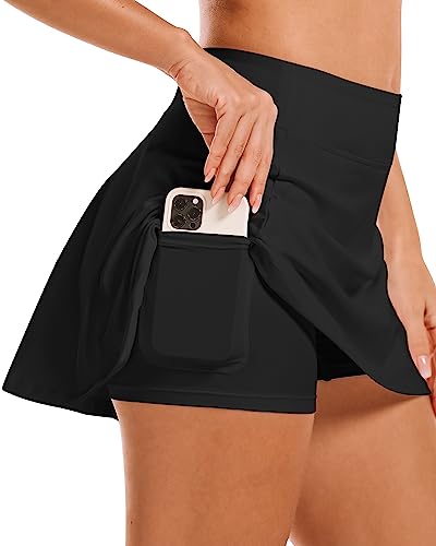 Stelle Women Tennis Golf Skirts High Waisted with Pockets Inner Shorts for Athletic Skorts Sports Running Pickleball (OB,M)