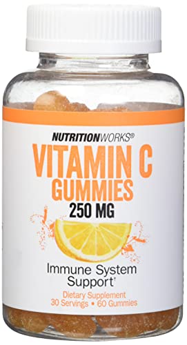 NutritionWorks Vitamin C 250 mg Gummies, Supports Immune Health, Packed with Potent Antioxidants, 60 Gummies