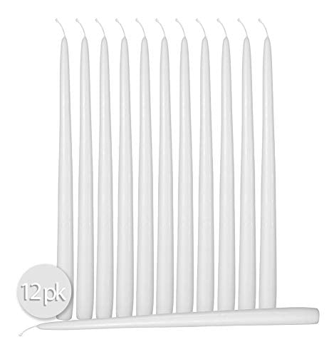 Hyoola 12 Pack Tall Taper Candles - 10 Inch White Dripless, Unscented Dinner Candle - Paraffin Wax with Cotton Wicks - 8 Hour Burn Time