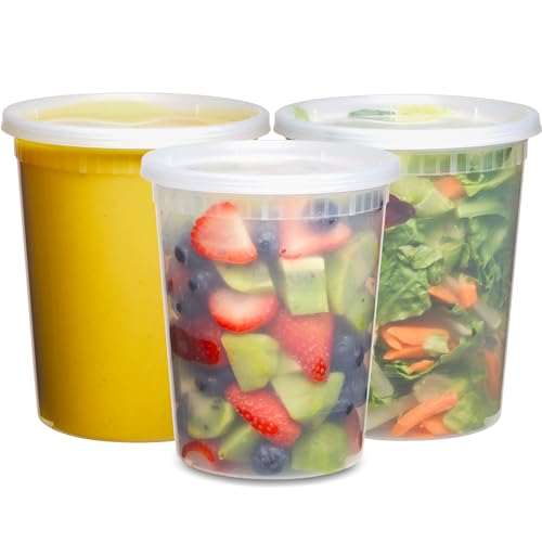 JoyServe 32 Oz Deli Food Containers with Lids - (36 Sets) Quart Size Airtight Food Storage Takeout Meal Prep Containers To Go with 36 Lids, BPA-Free, Dishwasher, Microwave Safe