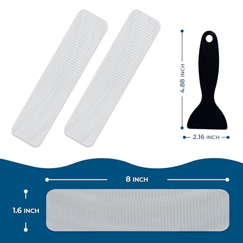 Homergy Rectangle and Curved Line – Anti-Slip Shower Stickers, 48 PCS Clear Adhesive Safety Strips