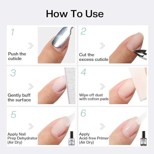 Morovan Professional Natural Nail Prep Dehydrate and Acid-Free Primer, Dehydrator for Acrylic and Gel Nail Polish, Non Acid Primer for UV Gels Fast Dry Superior Bonding Agent Gift Box Set