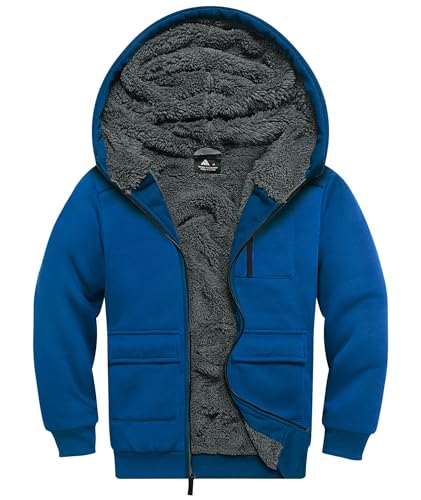 SWISSWELL Kids Fleece Hoodie Full Zip Hooded Sweatshirt Long Sleeve Cozy Jacket for Boys and Girls 6-15 Years Old(Orange, 10-11)