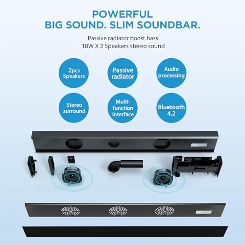 Assistrust TV Sound Bar, Sound Bars for TV Wired & Bluetooth Soundbar with Wireless Bluetooth/HDMI/Opt/RCA/AUX/Coax/Remote Control (36 inch)