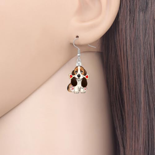 Bonsny Acrylic Valentine's Day Pink Heart Love Dalmatians Dog Earrings Drop Dangle Jewelry For Women Gift Charms (Dalmatians)