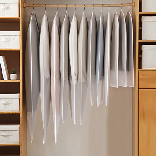Perber 32" Garment Bags for Hanging Clothes, 10 Packs Suit Bags for Closet Storage, Plastic Waterproof Suit Cover Bags with Zipper for Coats, Shirts (Set of 10)