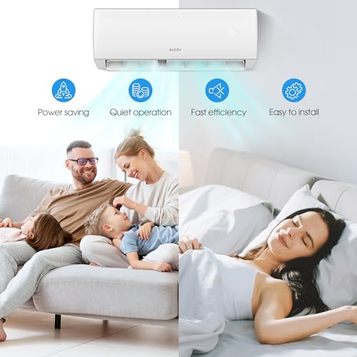 Mini Split Air Conditioner & Heater,9000 BTU Wifi Enabled 115V, 19 SEER2,Mini Splits Heating and Cooling,Wall Mount Ductless Inverter System, Compatible with Alexa, with Installation Kit