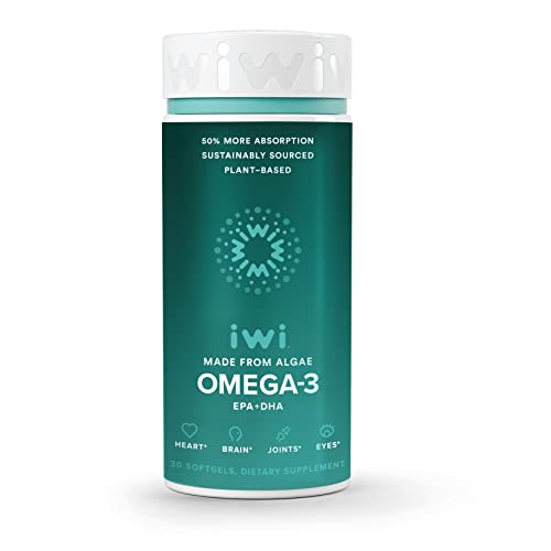 Iwi Life Omega-3, 30 Softgels (30 Servings), Vegan Plant-Based Algae Omega 3 with EPA + DHA, Whole-Body Support Dietary Supplement, Krill & Fish Oil Alternative, No Fishy Aftertaste