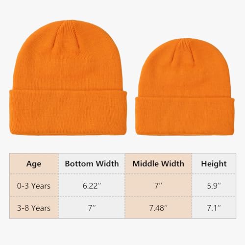 Baby Beanie Toddler Winter Hat Knit Ski Hat with Cute Embroidery Unicorn for Girls Boys 0-8 Years Orange