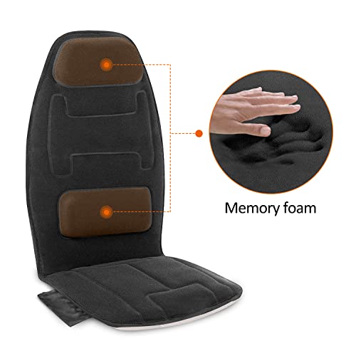 Snailax Massage Cushion with Heat - Memory Foam Neck and Lumbar Support, 10 Vibration Motors for Back and Chair