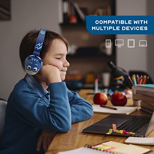 PJ Masks Over-Ear Headphones for Kids - Adjustable Headband, Stereo Sound, Tangle-Free Cable, Volume Control, and 3.5mm Jack - Perfect for School, Home, and Travel