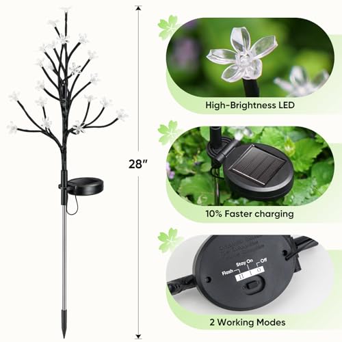 IUEECEN Solar Garden Lights Decorative, Solar Flower Lights Garden Decor 6Pack, 120Led Solar Powered Outdoor Lights Waterproof,Outdoor Solar Lights for Yard, Pathway,Lawn Solar Garden Decorations