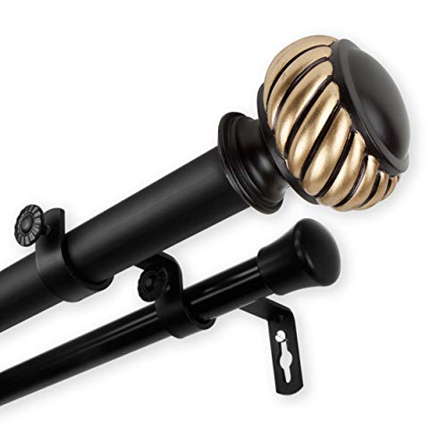 Rod Desyne 1" Baldir Double Curtain Rod, 28-48", Black