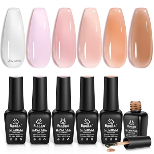 beetles Brown Gel Nail Polish Set Nude Gel Polish Nail Set 6 Colors Sandstorm Collection Peach Brown Natural Manicure Kit Soak Off Uv Led Lamp Needed for Women Gift Diy Home