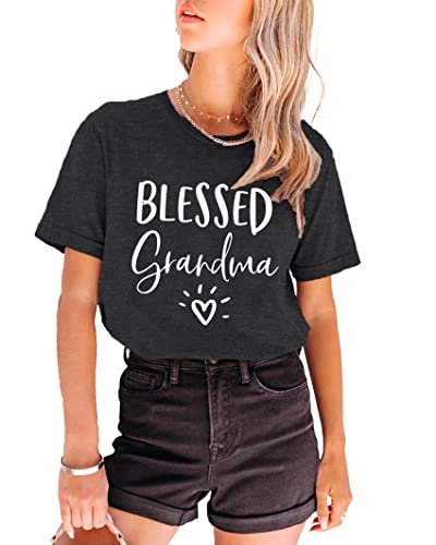 MAIHUN Blessed Grandma Shirt for Women Grandmother Heart Graphic Tees Grandma Gift T-Shirt Tops Green