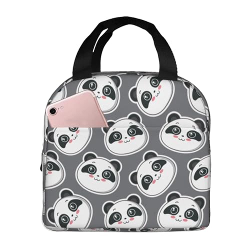 Duduho Cute Pandas Lunch Bag Compact Tote Bag Reusable Lunch Box Container For Women Men School Office Work, 6l