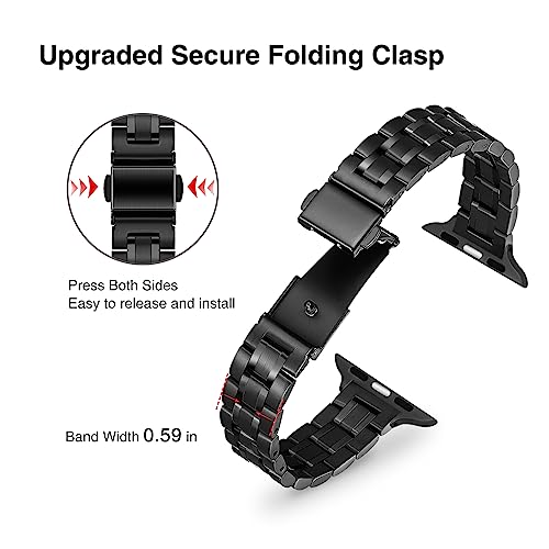 STIROLL Thin Replacement Band Compatible for Apple Watch 38mm 40mm 41mm 42mm 44mm 45mm 49mm, Stainless Steel Metal Wristband Women Men for iWatch Ultra SE Series