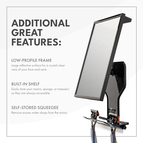 ToiletTree Products Fogless Shower Mirror - Anti-Fog Mirror - Adjustable Shaving Mirror with a Squeegee - Rust-Proof, Impact-Resistance Bathroom Shower Mirror - Tall