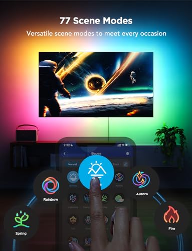 Govee TV LED Backlight, RGBIC LED Lights for TV, Smart TV LED Backlight for 40-50inch TVs, Music Sync, Wi-Fi Bluetooth & App Control, Works with Alexa & Google Assistant, 77 Scene Modes, Adapter