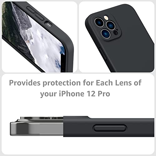 MCFANCE Silicone Magnetic for iPhone 12 Pro Case, Compatible with MagSafe, Full Camera Protection Shockproof Cover Soft Anti-Scratch Microfiber Lining for iPhone 12 Pro 6.1 inch 2020, Black