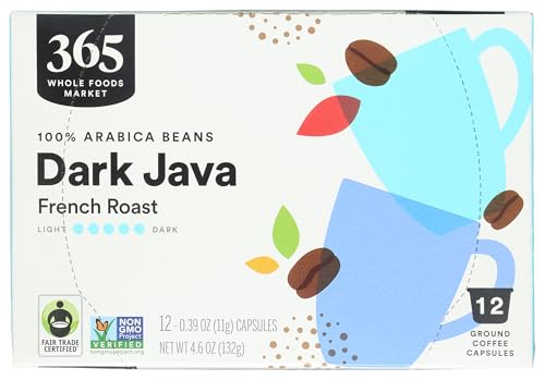 365 by Whole Foods Market, Dark Java Coffee Pods, Dark French Roast, 100% Arabica Beans, 12 Count