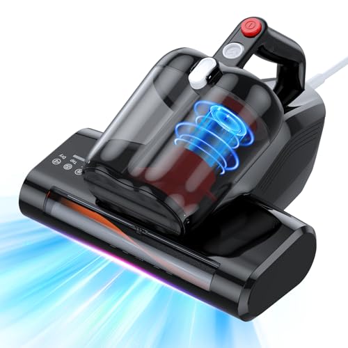 Mattress Vacuum Cleaner Bed Vacuum Cleaner with 16Kpa Suction 253.7nm UV-C Light & 40000 Rpm/Min Brushroll Rotation & HEPA Filter & Heating Tech, Includes A Spare Filter ,600W, (Ultra-UVC-K16, Corded)