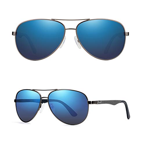 ZENOTTIC Polarized Aviator Sunglasses for Men Carbon Fiber Temple Pilot Sun Glasses with Mirrored Lens UV Protection