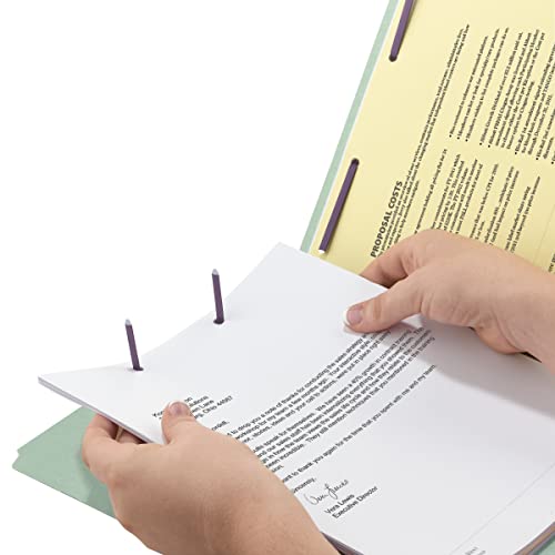 Smead End Tab Pressboard Fastener File Folder with SafeSHIELD Fasteners, 2 Fasteners, 1" Expansion, Legal Size, Gray/Green, 25 per Box (37705)