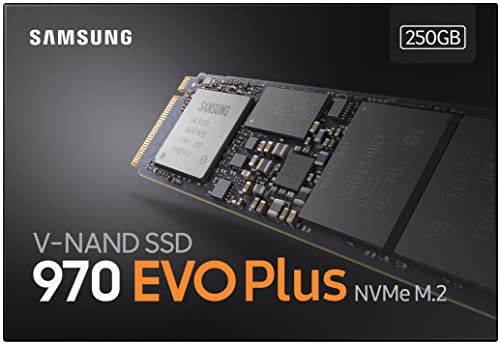 SAMSUNG 970 EVO Plus SSD 250GB NVMe M.2 Internal Solid State Drive with V-NAND Technology, Storage and Memory Expansion for Gaming, Graphics w/ Heat Control, Max Speed, MZ-V7S250B/AM