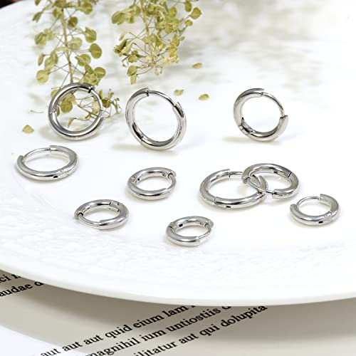 Small Gold Hoop Earrings Lightweight: Hinged Huggie Hoop Earrings for Lobe Cartilage Helix Tiny Hoops Earrings in Gold Plated for Women Men (Set of 1-5 Pairs)