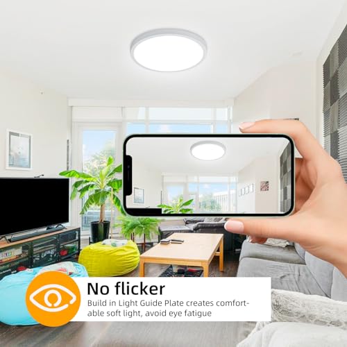 Hlite 2pack 9 Inch Flush Ceiling Light Fixture,18W 1800LM Super Slim LED Ceiling Light 3000K/4000K/5000K CCT Selectable,Flush Mount Ceiling Light for Kitchen,Bedroom,Bathroom and Closet Room (Black)