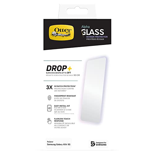 OtterBox Alpha Glass Screen Protector for Samsung Galaxy A54 5G - Clear (Single Unit Ships in Polybag, Ideal for Business Customer)