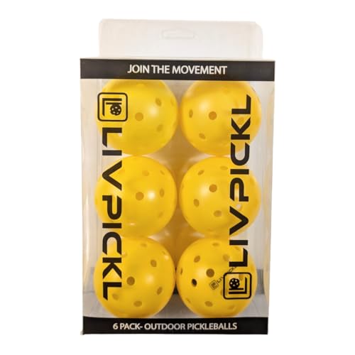 LIV PICKL Pickleballs | 40 Holes | Outdoor Court | Hard Court | High Visibility and Good Balance | Official Size & Weight - Durable - Consistent Bounce