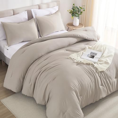 Andency Pink Comforter King Size - 7 Pieces Bed in a Bag King Bedding Comforter Sets, Summer Plain Soft Lightweight Comforter with Fitted Sheets, Flat Sheets, Pillowcases & Shams