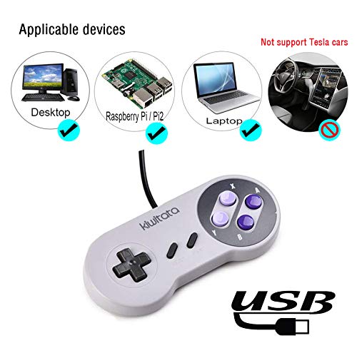 KIWITATA 2X Classic SNES USB Controller for Retro Gamings, SNES Wired USB Joypad Game Controller for Windows PC Mac Raspberry Pi