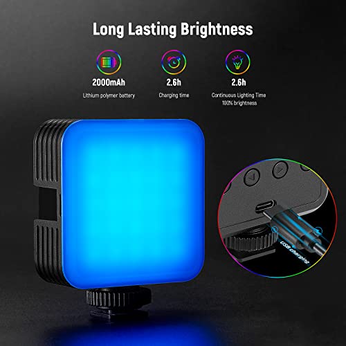 NEEWER Magnetic RGB Video Light, 360° Full Color RGB61 LED Camera Light with 3 Cold Shoe Mounts/CRI 97+/20 Scene Modes/2500K-8500K/2000mAh Rechargeable Portable Photography Selfie Lighting