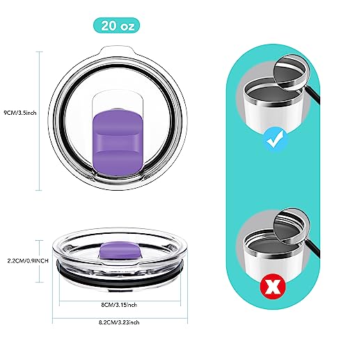 20 oz Tumbler Lid, Replacement Lids Compatible for YETI 20 oz Tumbler, 10/24 oz Mug and 10 oz Lowball, Travel Spill Proof Cup Lids Covers with Magnetic Slider Switch, BPA Free