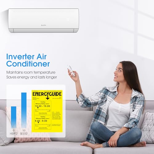 Mini Split Air Conditioner & Heater,9000 BTU Wifi Enabled 115V, 19 SEER2,Mini Splits Heating and Cooling,Wall Mount Ductless Inverter System, Compatible with Alexa, with Installation Kit